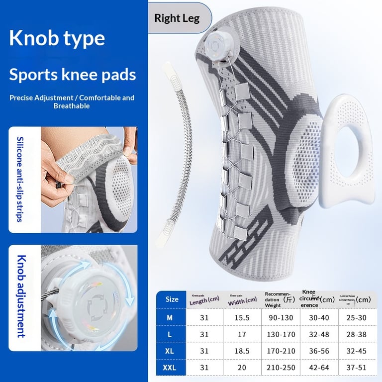 Upgraded Knob-Style Sports Knee Brace Outdoor Running Shock-Absorbing Adjustable Silicone Knee Protector thumbnail 16