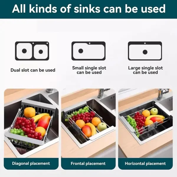 Adjustable Immersion Sink Dish Drying Rack | Stainless Steel Home & Kitchen thumbnail 16