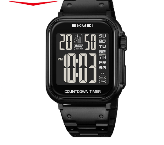 Men's Steel-Band Digital Watch with Dual Time, Alarm & Waterproof Sports Design thumbnail 7