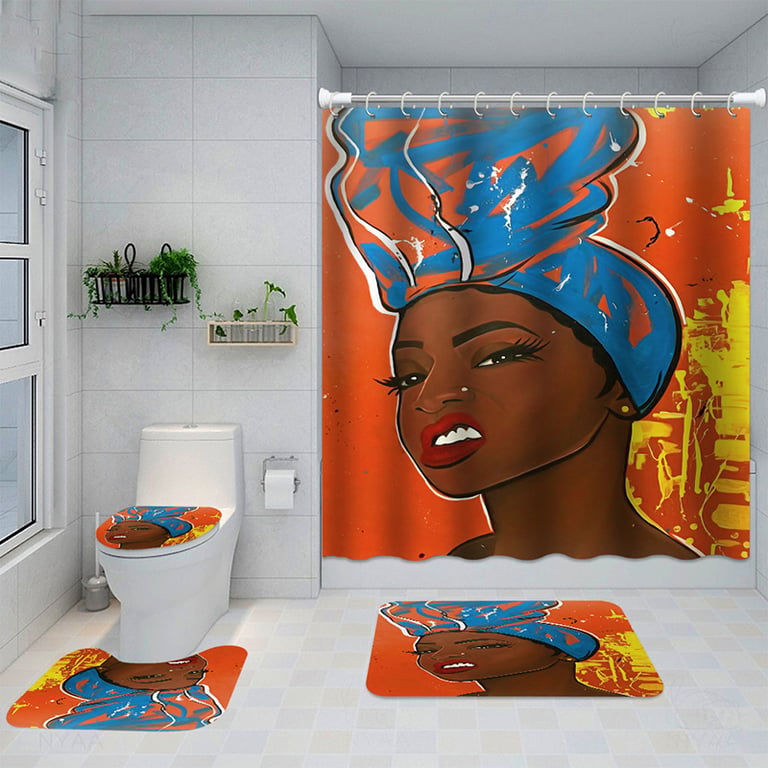 Artistic Shower Curtain 4-Piece Set with Bath Mats | Captain Fam thumbnail 2