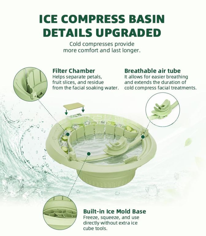Foldable Ice Pack Facial Care Beauty Ice Bath Basin with Ice Trays thumbnail 8