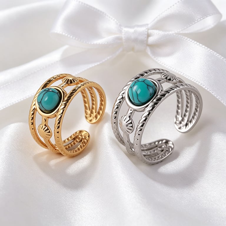 Wide-Band Imperial Vintage Turquoise Ring | Adjustable Openwork
