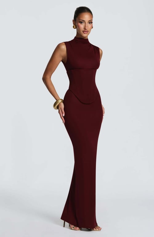 Women's Solid-Color Turtleneck Sleeveless Waist-Cinching Maxi Dress | Home & Kitchen thumbnail 6
