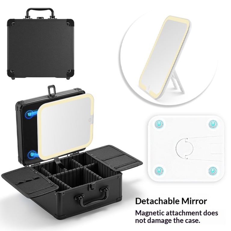 Large-Capacity Cosmetic Case with Magnetic Lighting and Mirror Storage thumbnail 18