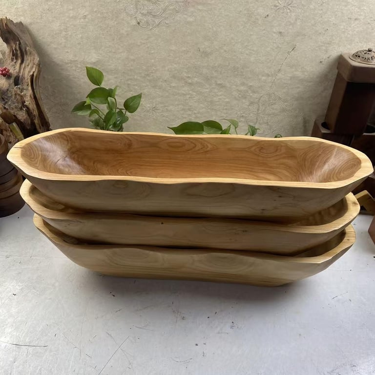 European-Style Wooden Boat-Shaped Fruit Tray | Solid Wood Serving Bowl thumbnail 8