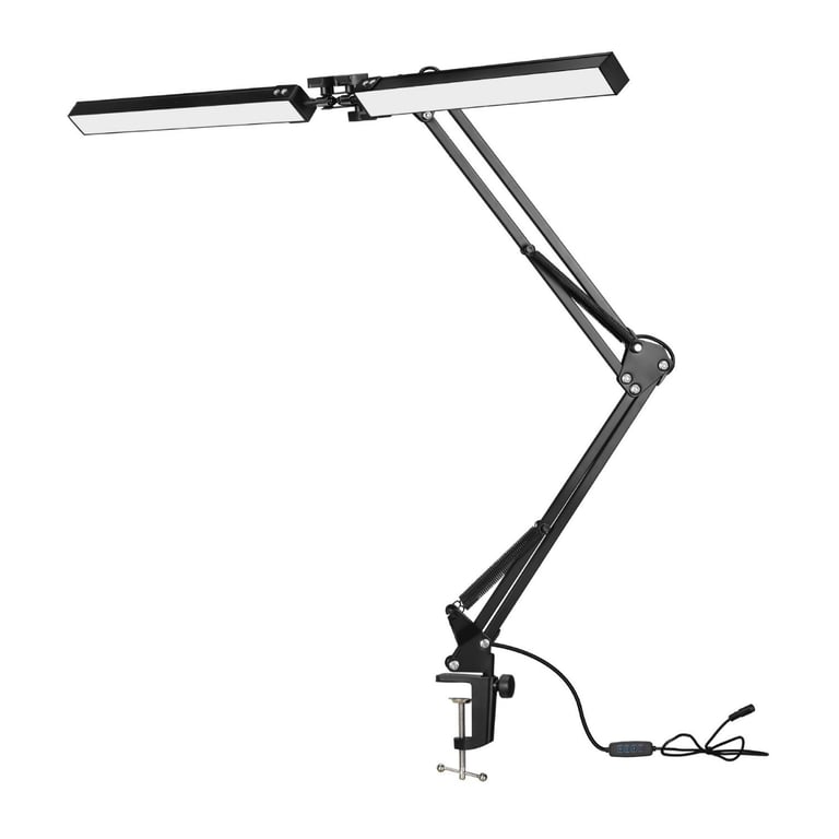 Double-Head LED Desk Lamp with Swing Arm Clamp | Dimmable thumbnail 2
