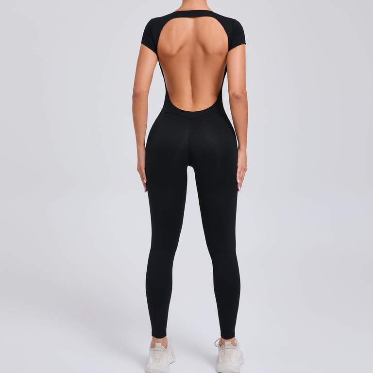 Women's Fashion Solid Color Quick-Drying Yoga Bodysuit | Open Back - image 1