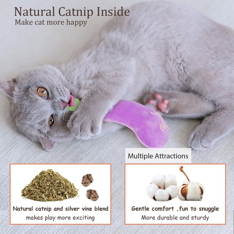 Catnip Cat Toys 5-Pack | Plush Vegetable Kicker Toys for Indoor Cats thumbnail 6