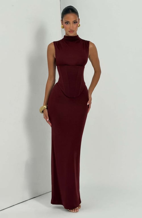 Women's Solid-Color Turtleneck Sleeveless Waist-Cinching Maxi Dress | Home & Kitchen thumbnail 9
