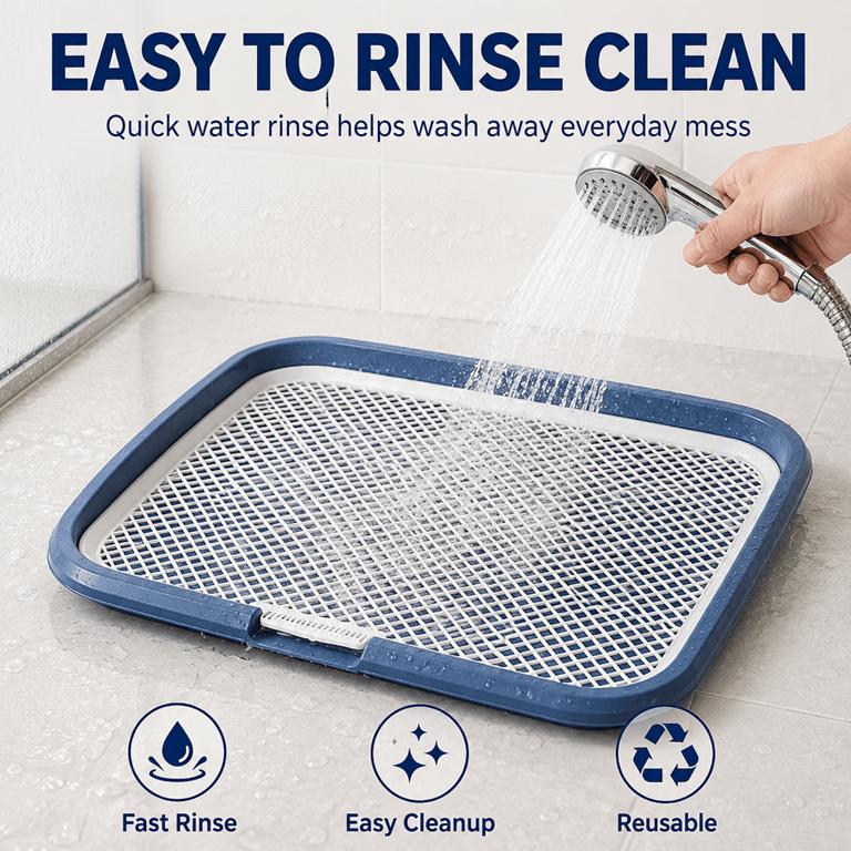 Dog Potty Tray With Removable Grating | Leak-Proof Indoor Toilet thumbnail 5