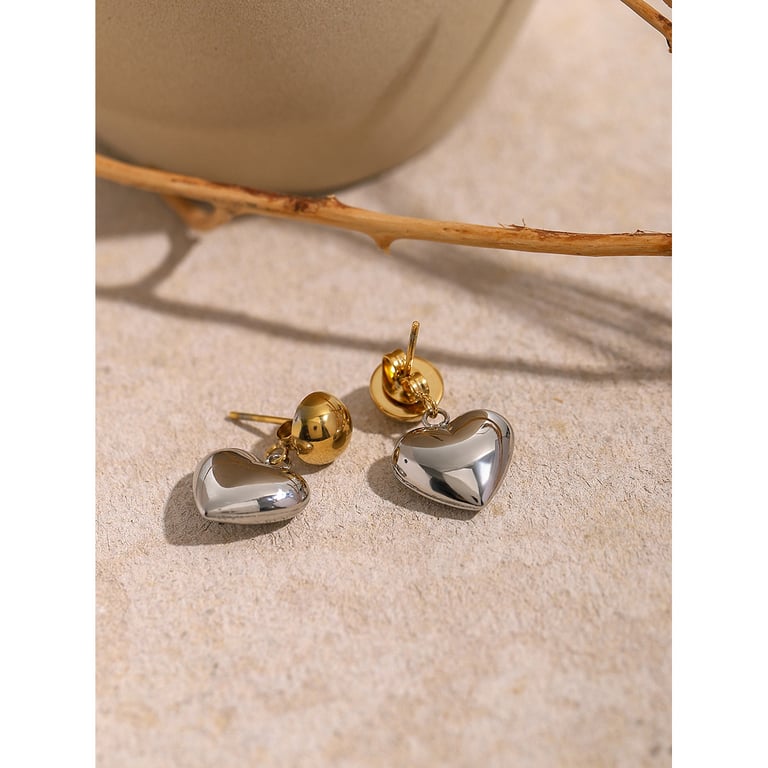 Stainless Steel Heart Stud Earrings for Women | Hypoallergenic thumbnail 8