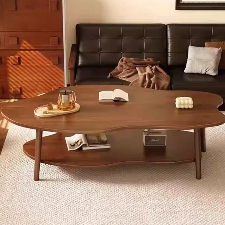 Cloud Coffee Table with Storage Shelf | Modern 2-Layer Design - image 1