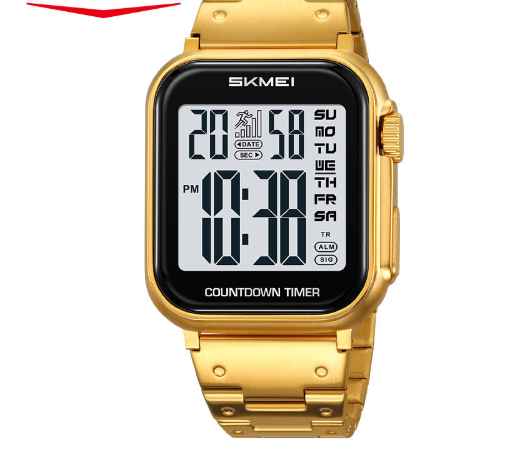 Men's Steel-Band Digital Watch with Dual Time, Alarm & Waterproof Sports Design thumbnail 2