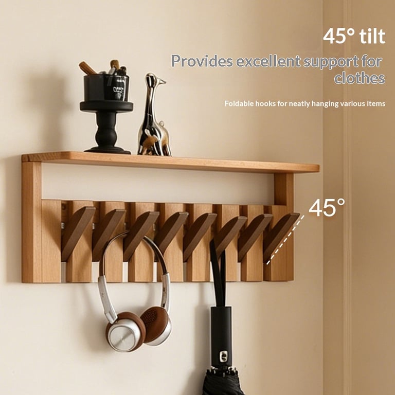 Solid Wood Coat Rack with Piano Keys | Modern Wall Mount Storage thumbnail 19