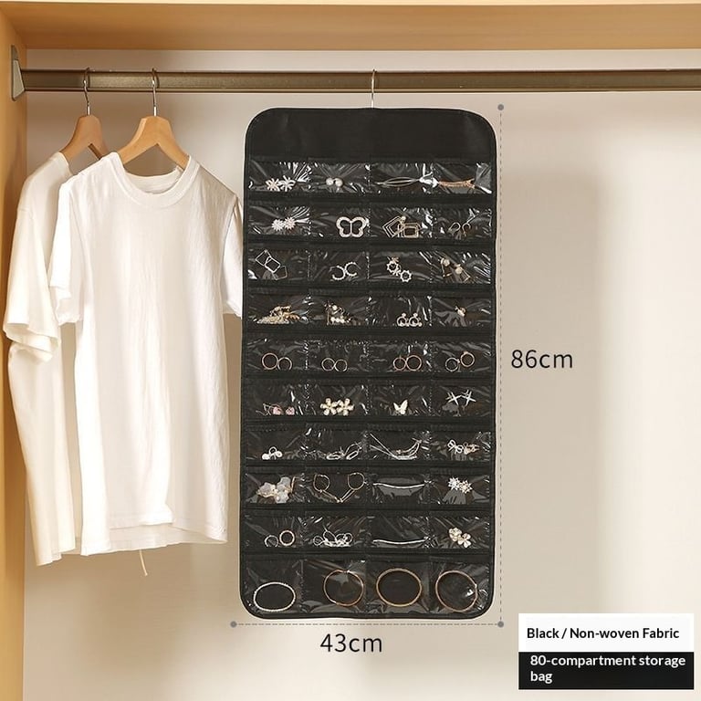 80 Pocket Hanging Jewelry Organizer | Clear Storage Bag thumbnail 3