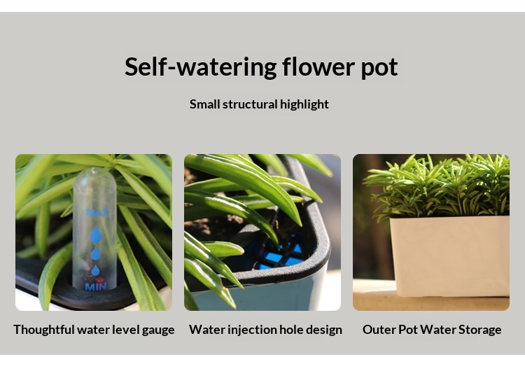 Rectangular Plastic Self-Watering Lazy Flower Pot for Balcony Vegetables thumbnail 13