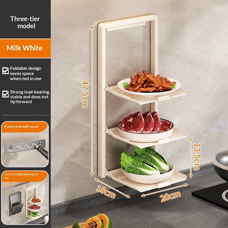 Punch-Free Foldable Kitchen Prep Rack | No-Drill Wall Mount thumbnail 2