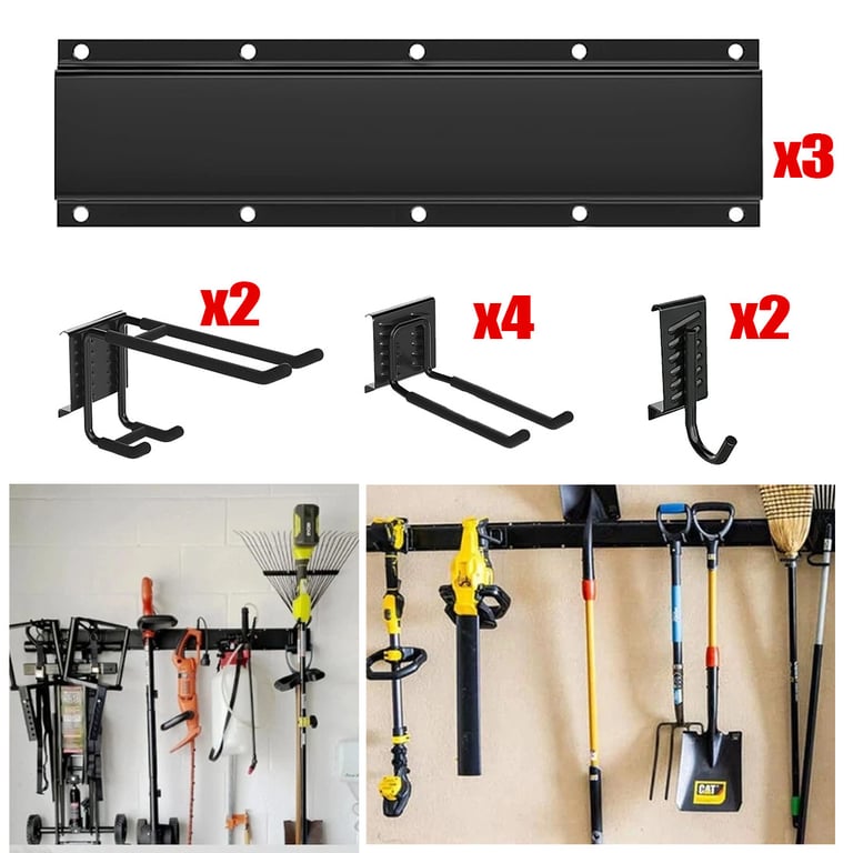 3x Garage Garden Tool Holder Storage Rack | Wall-Mounted Shed Organiser thumbnail 12