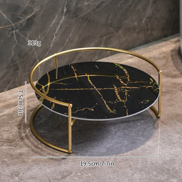 Double-Layer Bathroom Storage Organizer | Marble Caddy with Metal Frame thumbnail 7