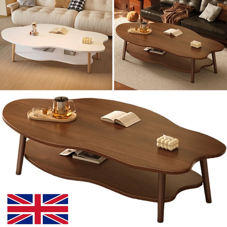 Cloud Coffee Table with Storage Shelf | Modern 2-Layer Design thumbnail 6