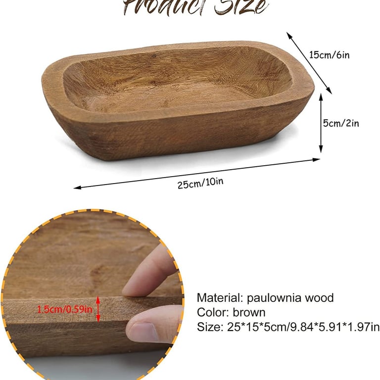 Solid Wood Hand-Carved Storage Tray | Rustic Home & Kitchen Decor thumbnail 9