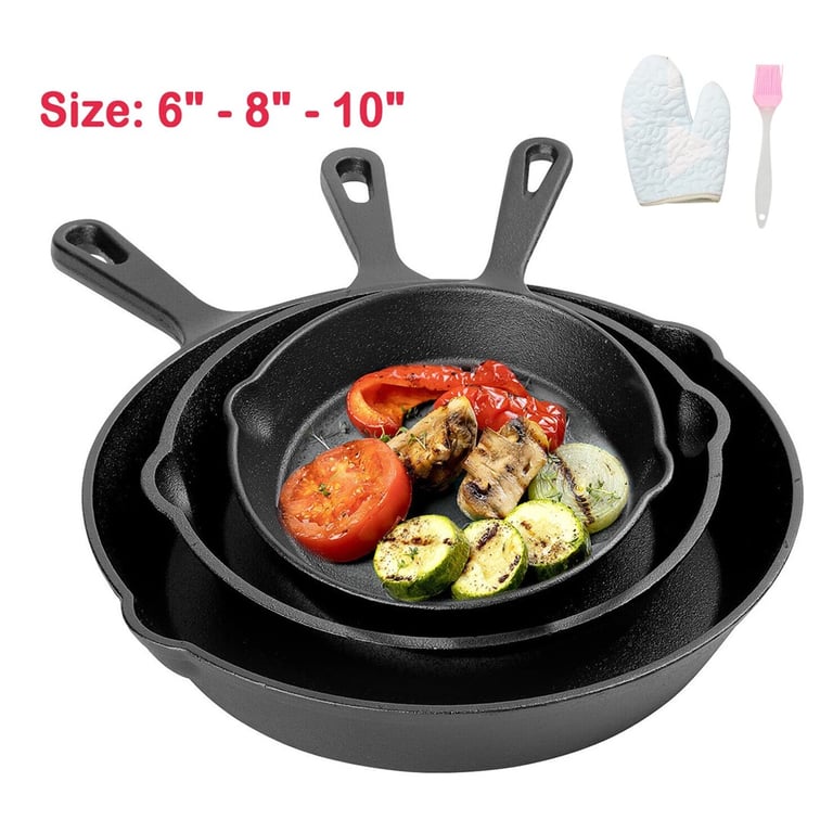 3-Piece Cast Iron Skillet Set | Pre-Seasoned Non-Stick Frying Pans thumbnail 17