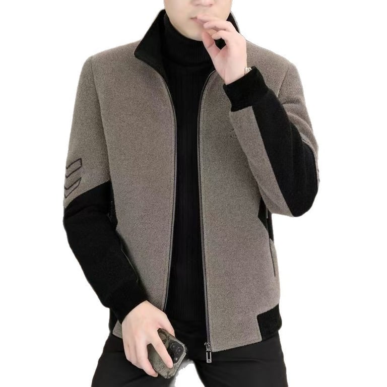 Men's Stand-Neck Jacket with Fleece Lining | Warm Thickened Outerwear thumbnail 5