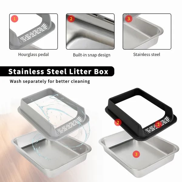 Stainless Steel Cat Litter Box | Non-Stick, Scratch Resistant, Odorless thumbnail 4