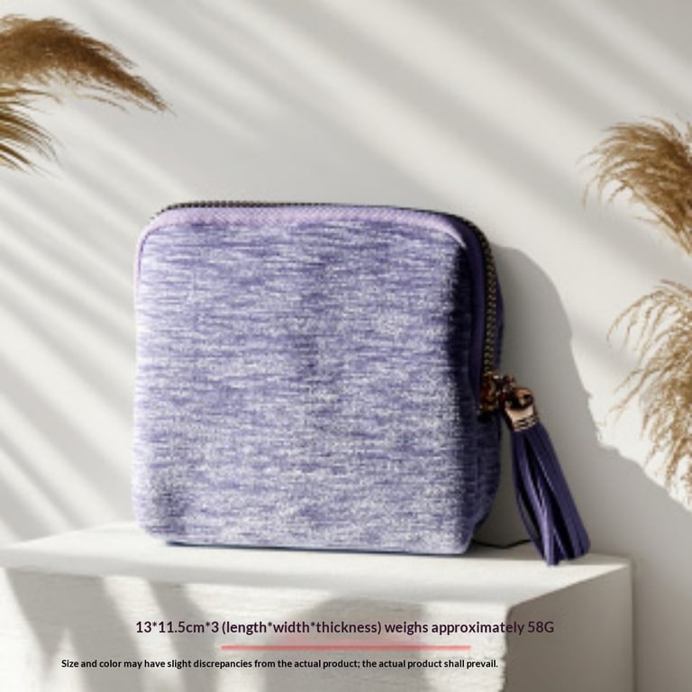 Velvet Cosmetic Bag with Tassel | Zippered Travel Pouch Canada thumbnail 4