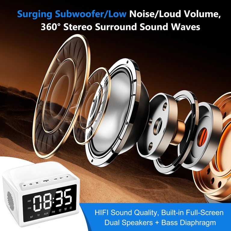 Digital Alarm Clock Radio with Bluetooth Speaker | USB Charging thumbnail 6