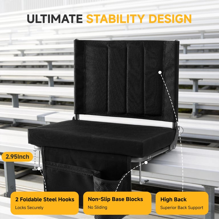 Stadium Seat with Backrest Support | Padded Bleacher Chair Canada thumbnail 16