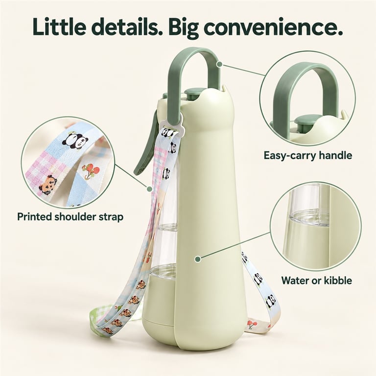 3-in-1 Dog Water Bottle with Mist Sprayer & Food Storage | Pet Travel Dispenser thumbnail 7