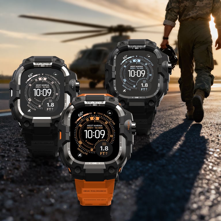 Zinc Alloy Tactical Smartwatch Case with Integrated Band | Military-Grade Protection thumbnail 9