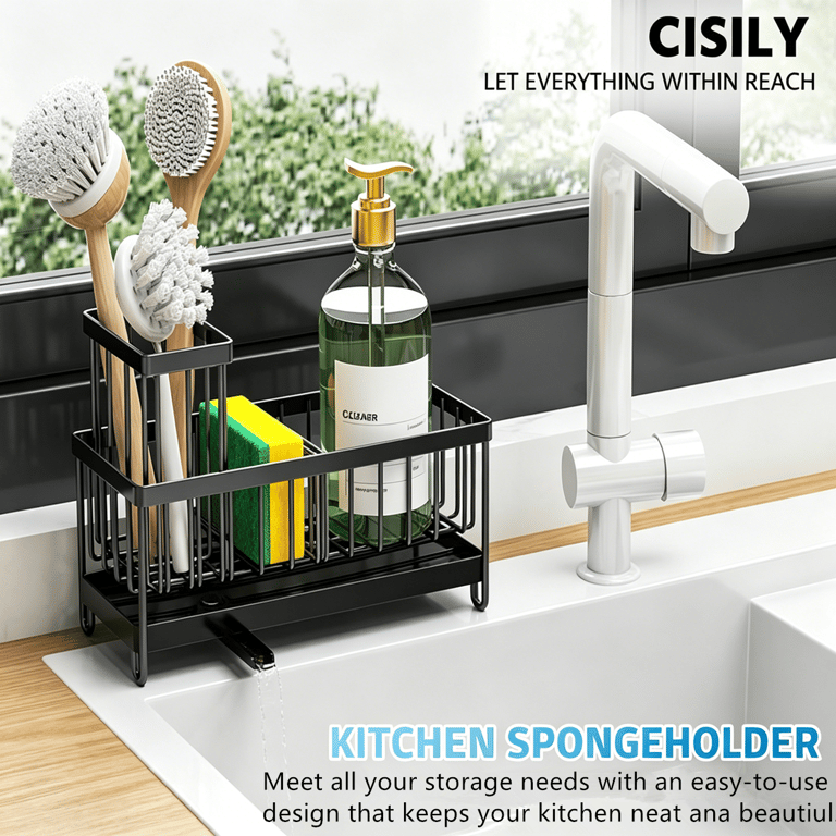 Kitchen Sink Caddy Rack Sponge Holder | Soap Dish Drain Storage thumbnail 14