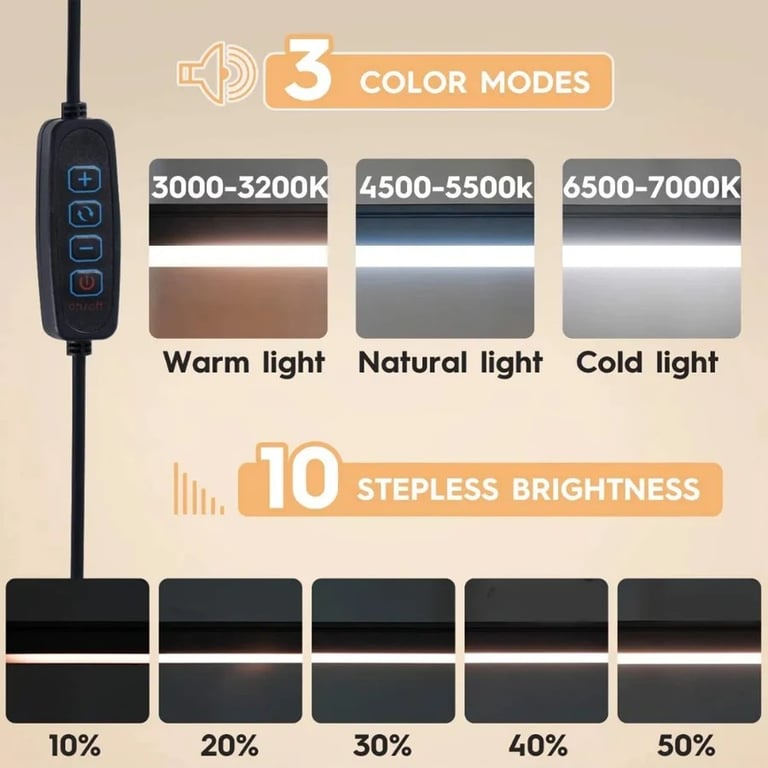 Double-Head LED Desk Lamp with Swing Arm Clamp | Dimmable thumbnail 8