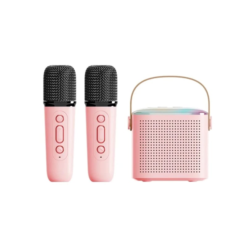 Karaoke Machine Bluetooth Speaker with 2 Wireless Mics & RGB Lights