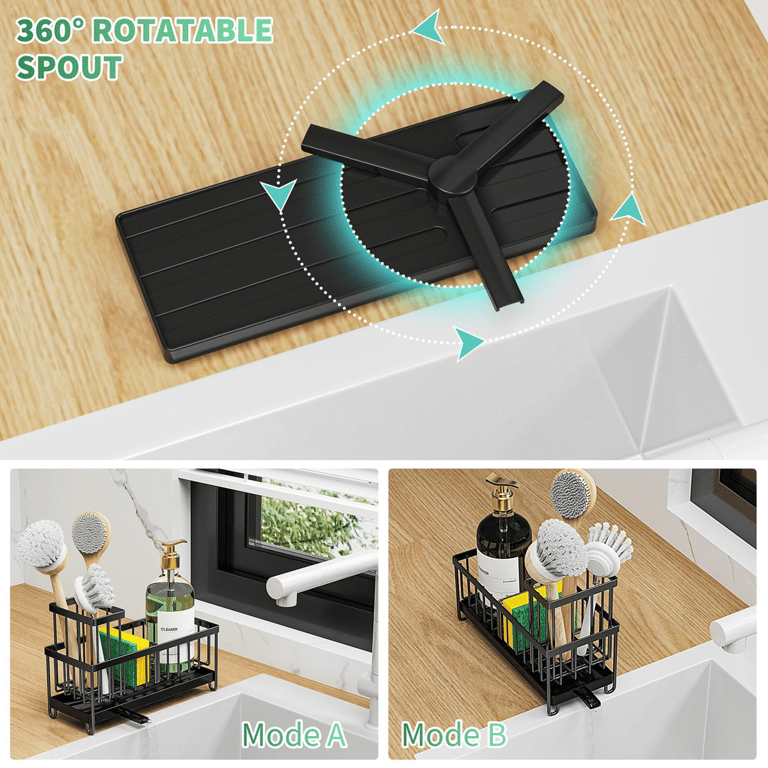 Kitchen Sink Caddy Rack Sponge Holder | Soap Dish Drain Storage thumbnail 2