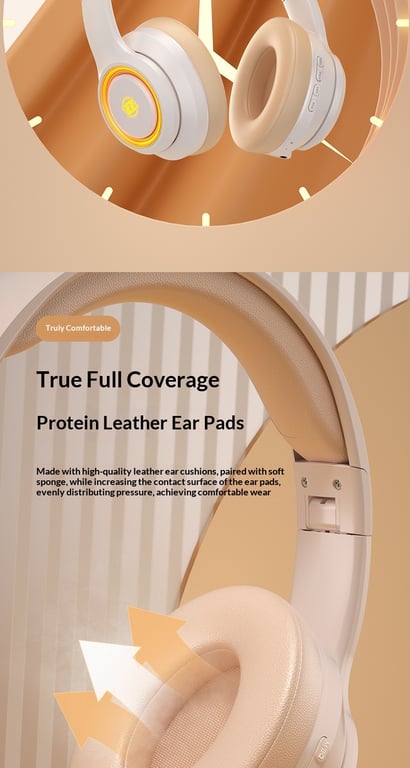 Fashionable On-Ear Bluetooth Wireless Headphones with RGB Lighting thumbnail 10