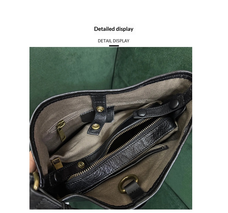 Vegetable-Tanned Leather Crossbody Handbag | Multi-Functional Bucket Bag thumbnail 10