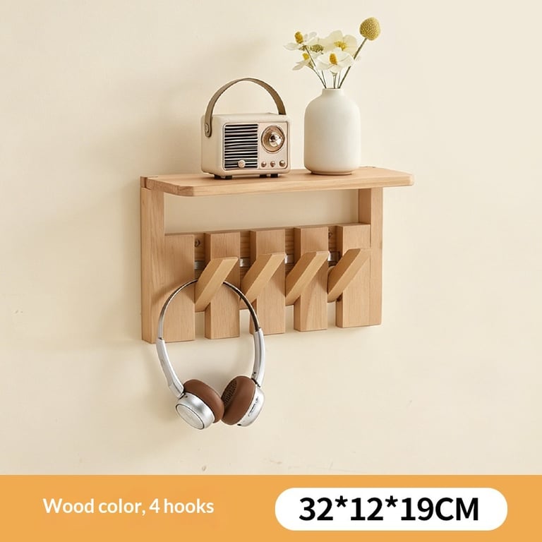 Solid Wood Coat Rack with Piano Keys | Modern Wall Mount Storage thumbnail 2