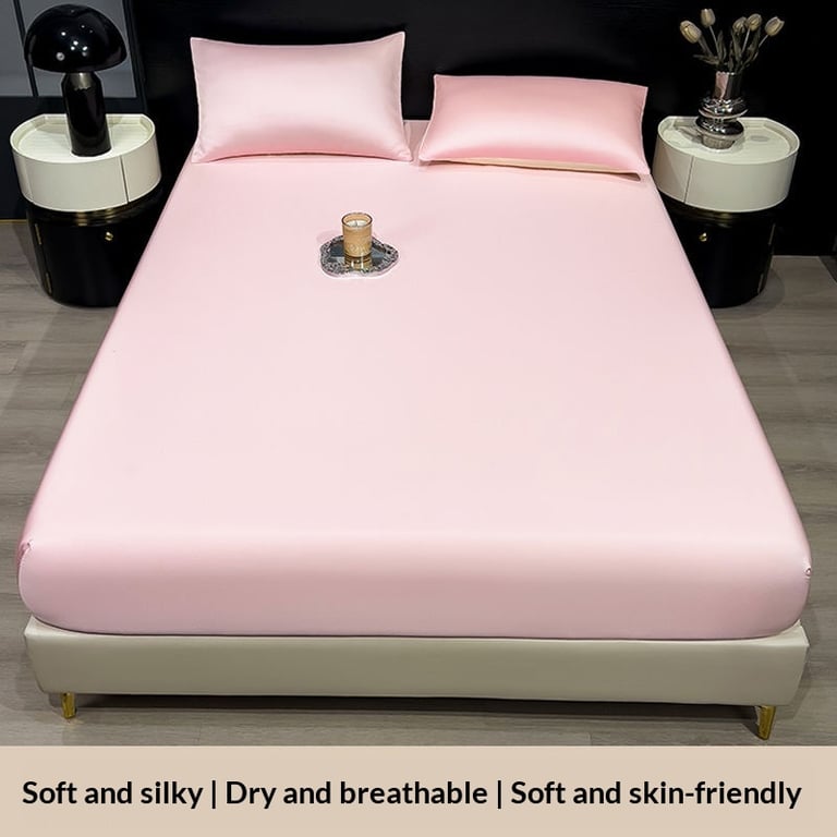 Summer Solid-Color Ice Silk Fitted Sheet | Cooling Bedding Canada thumbnail 14