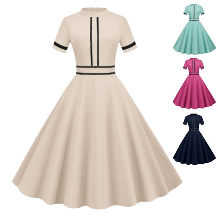 Vintage Stand-Collar Maxi Party Dress | Elegant 1950s Retro Style thumbnail 9