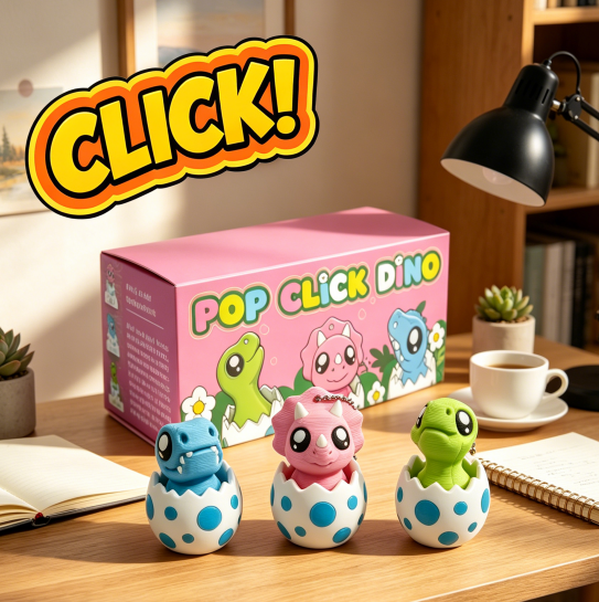 3PCS 3D Printed Dinosaur Egg Clicker Keychain Set, Mini Hatching Dino Press Click Fidget Charms, Cute Desk & Bag Accessories thumbnail 4