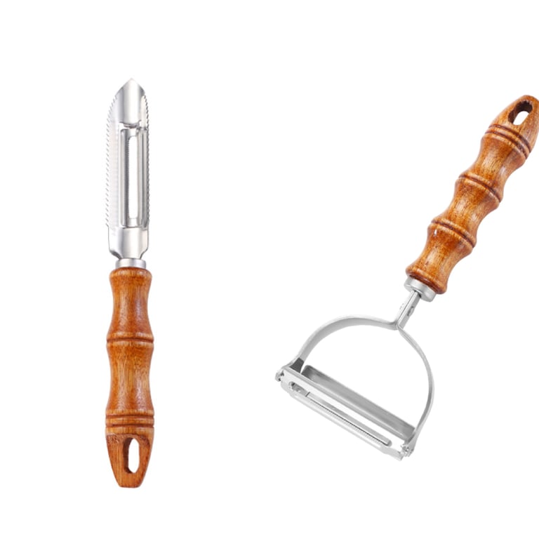 2-in-1 Wooden-Handle Peeler & Fish Descaler | Stainless Steel