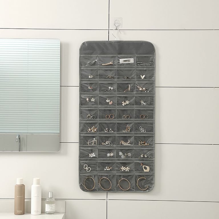 80 Pocket Hanging Jewelry Organizer | Clear Storage Bag