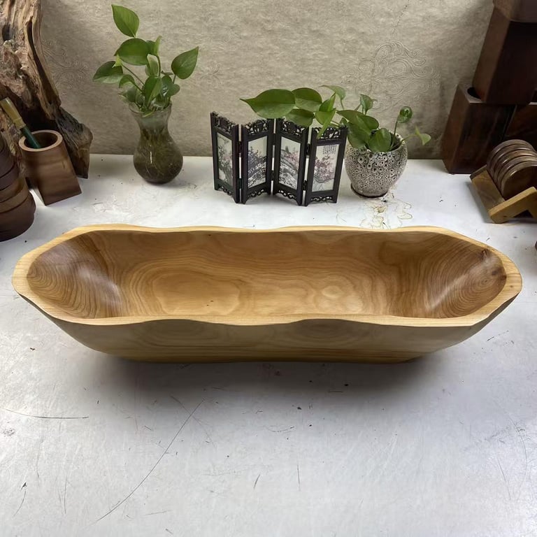 European-Style Wooden Boat-Shaped Fruit Tray | Solid Wood Serving Bowl thumbnail 11