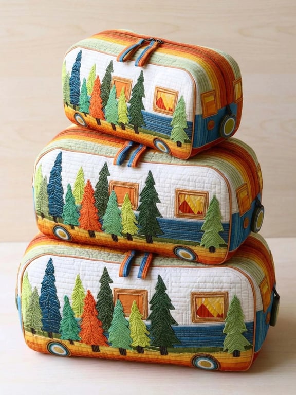 Printed Storage Makeup Three-Piece Set | Quilted Nesting Bags thumbnail 10