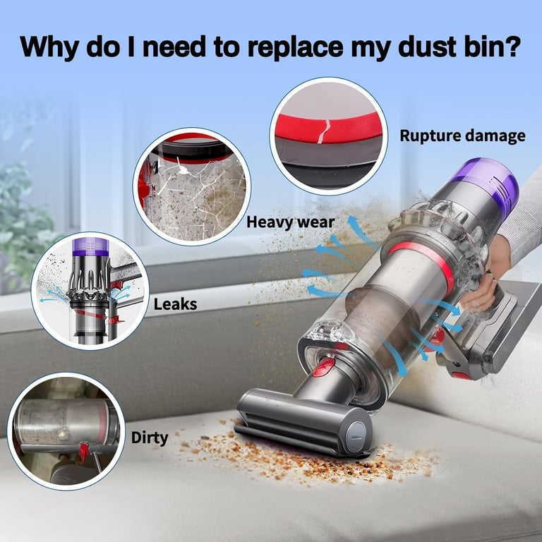 Dyson V10 SV12 Replacement Dust Bin Canister Filter | Large Capacity thumbnail 7