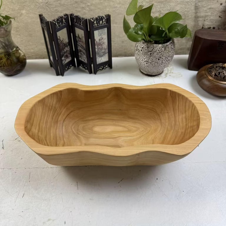 European-Style Wooden Boat-Shaped Fruit Tray | Solid Wood Serving Bowl thumbnail 3