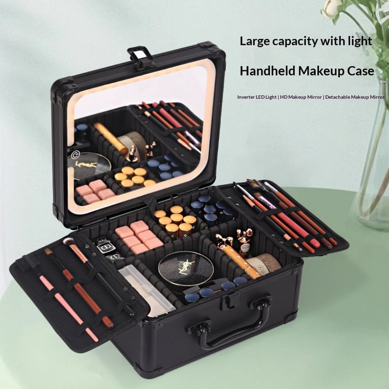 Large-Capacity Cosmetic Case with Magnetic Lighting and Mirror Storage thumbnail 19
